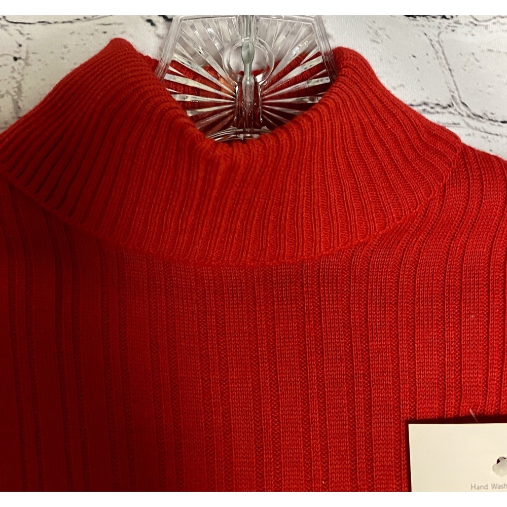 Vintage NWT Atkins Women's Red M Ribbed Zippered Turtleneck Retro Disco 70s - Picture 3 of 9